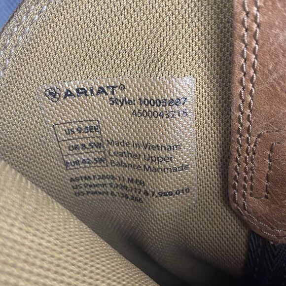 Ariat Workhog Boots Mens Size 9.5 EE Brown Square Toe Western Cowboy Work Boots - Picture 11 of 12